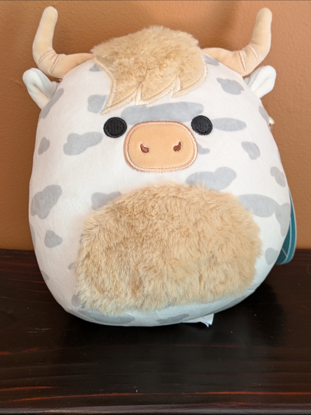 Squishmellow Borsa 8" Plush Cow Decorative Pillow - Cream and Gray